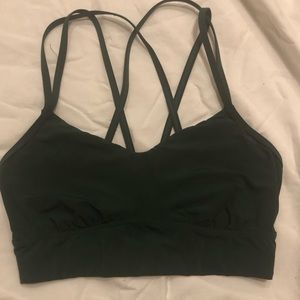 Lot of three strappy sports bras- one forest green and two black